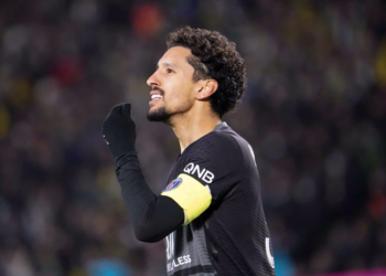 05 MARQUINHOS (psg) during the Ligue 1 Uber Eats match between Nantes and Paris Saint Germain at Stade de la Beaujoire on February 19, 2022 in Nantes, France. (Photo by Eddy Lemaistre/FEP/Icon Sport)