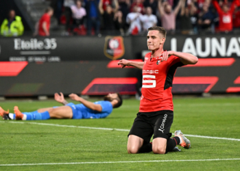 14 Benjamin BOURIGEAUD (srfc) during the Ligue 1 Uber Eats match between Rennes and Marseille at Roazhon Park on May 14, 2022 in Rennes, France. (Photo by Anthony Bibard/FEP/Icon Sport)