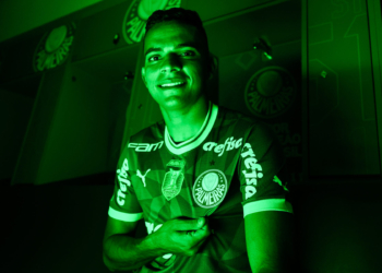Apresentação do atacante Bruno Rodrigues, na Academia de Futebol do Palmeiras, em São Paulo-SP. (Foto: Fabio Menotti/Palmeiras/by Canon)