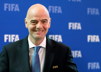 (FILES) In this file photo taken on October 14, 2016 FIFA president Gianni Infantino smiles after a meeting of the FIFA Council at the world football's governing body headquarters in Zurich. - FIFA President Gianni Infantino is set to serve a second term after world football's governing body said on February 6, 2019 he would be the only candidate for June's vote. (Photo by FABRICE COFFRINI / AFP)